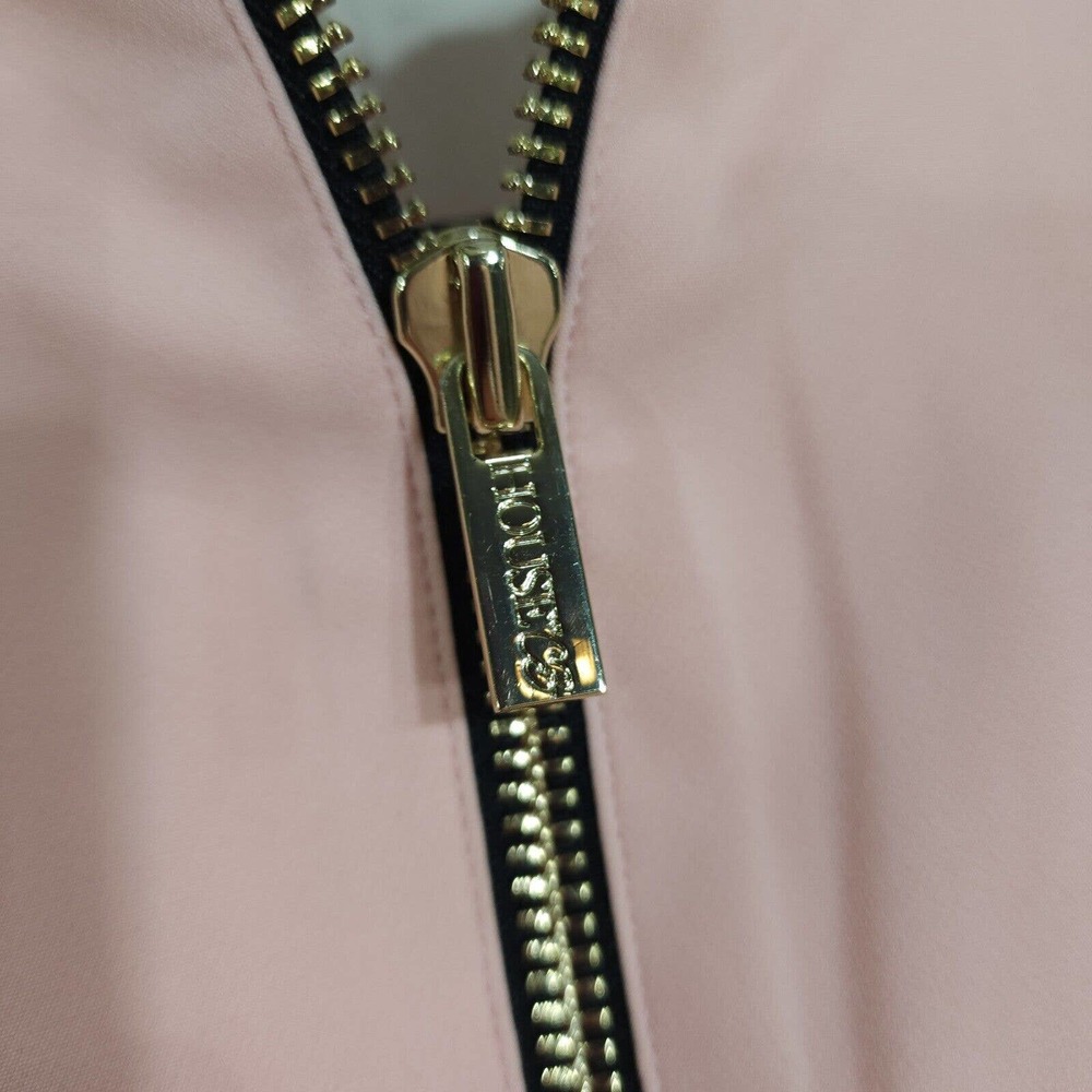 House of CB Womens Dress Dominique Baby Pink Full Zip Deep V Neck Bodycon Sz XS - Picture 12 of 12